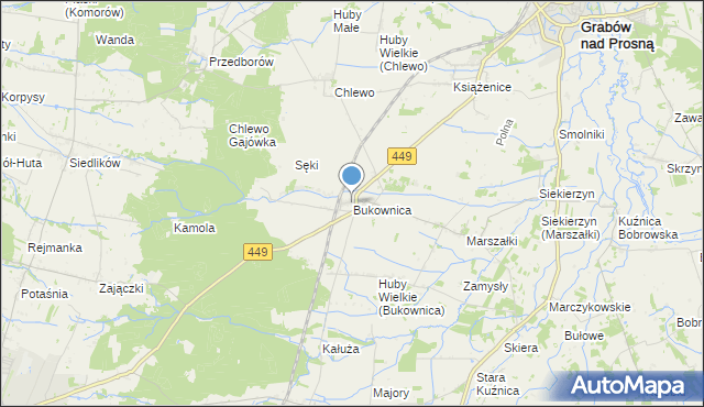 mapa Bukownica, Bukownica gmina Grabów nad Prosną na mapie Targeo